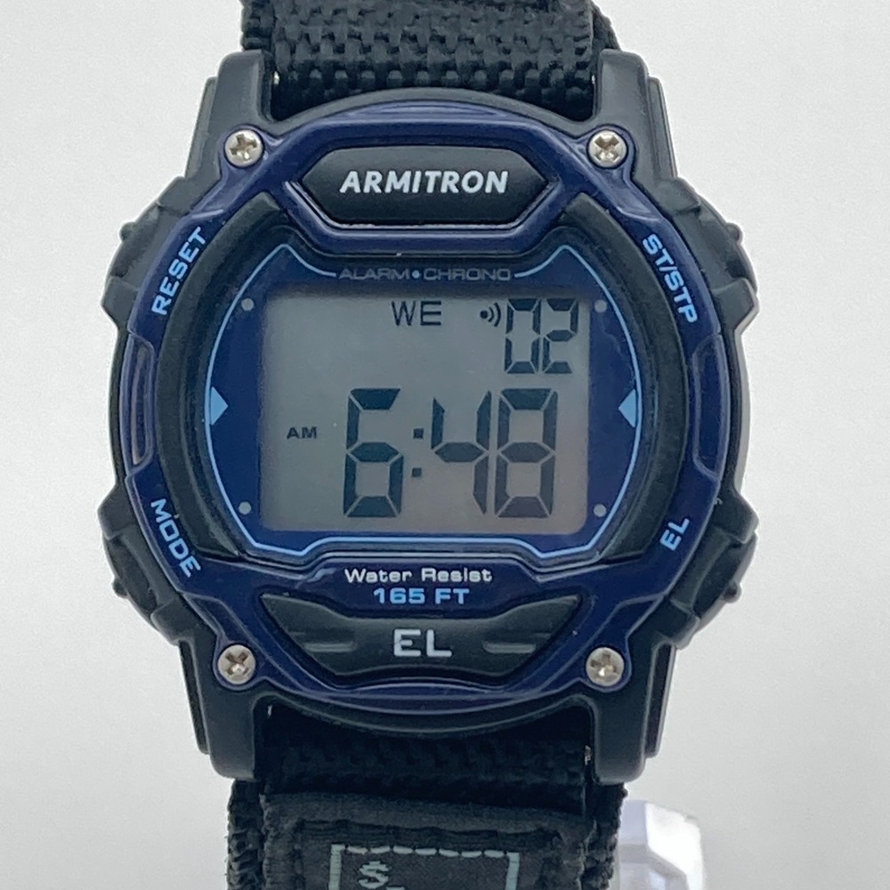 Armitron Pro Sport Watch Men Women 34mm Blue Digital Day Chrono Alarm Backlight